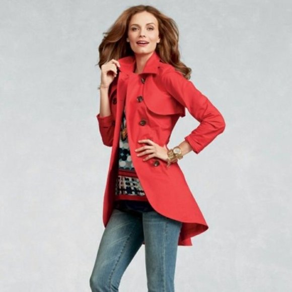 CAbi Jackets & Blazers - Cabi 334 Convertible Trench Vest Coat Poppy Red 3
